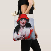 Vrouw in het Rode Pet Tote Bag (Dichtbij)