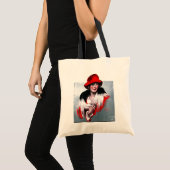 Vrouw in het Rode Pet Tote Bag (Voorkant (product))