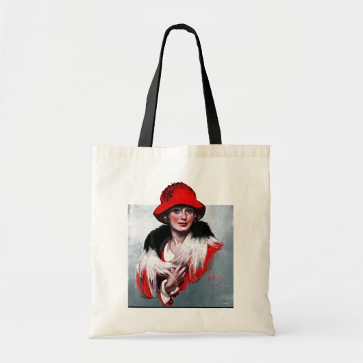 Vrouw in het Rode Pet Tote Bag (Voorkant)