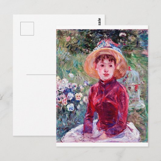 Vrouw in het rood, Berthe Morisot Briefkaart (Voorkant / Achterkant)