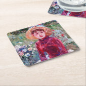 Vrouw in het rood, Berthe Morisot Kartonnen Onderzetters (Schuin)