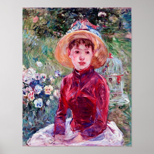 Vrouw in het rood, Berthe Morisot Poster (Voorkant)