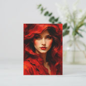 Vrouw in het Rood Briefkaart (Staand voorkant)