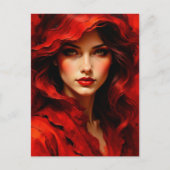 Vrouw in het Rood Briefkaart (Voorkant)