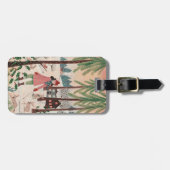 Vrouw in het sneeuwjaar van het konijn bagagelabel (Voorkant horizontaal)