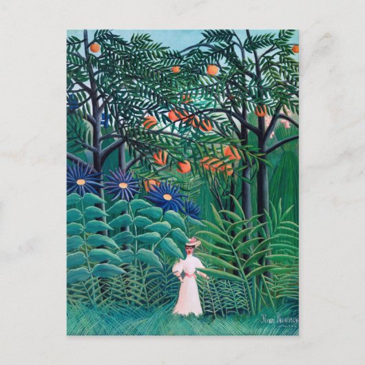Vrouw in het tropisch regenwoud briefkaart (Voorkant)