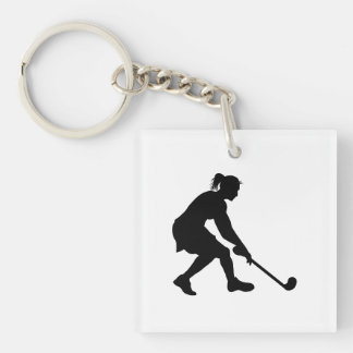 Vrouw in het veld Hockey Sleutelhanger