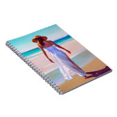 Vrouw in het wit op het strand notitieboek (Rechterzijde)