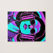 Vrouw in Hoofdtelefoon AI Kunst Legpuzzel (Horizontaal)