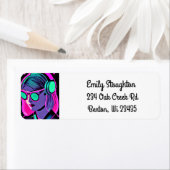 Vrouw in Hoofdtelefoon Kunst AI Kunst Etiket (Insitu)