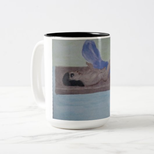 Vrouw in hout schilderen Mok (Voorkant links)