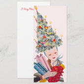  vrouw in kerstboom Pet kerst Kaart (Voorkant / Achterkant)