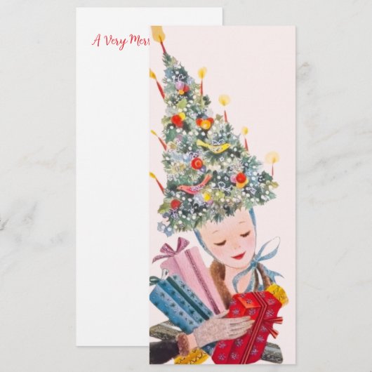  vrouw in kerstboom Pet kerst Kaart (Voorkant / Achterkant)