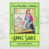 Vrouw in keuken bakken  aangepaste tekst voedsel voedselcontainer etiket (Enkel label)