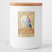 Vrouw in Keuken Koken  Custom Text Food Voedselcontainer Etiket (Voorkant)