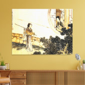 vrouw in kimono bij raam canvas afdruk (Insitu (Woonkamer))
