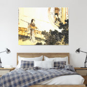vrouw in kimono bij raam canvas afdruk (Insitu (Slaapkamer))