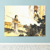 vrouw in kimono bij raam canvas afdruk (Insitu (Houten vloer))