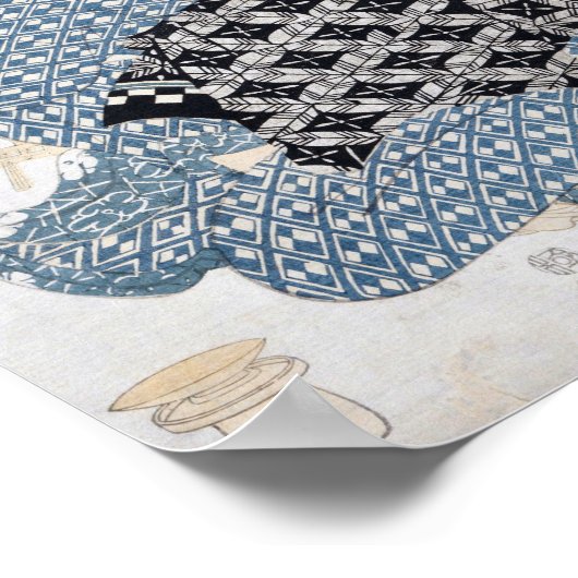 Vrouw in Kimono Woodblock Art Print (Hoek)