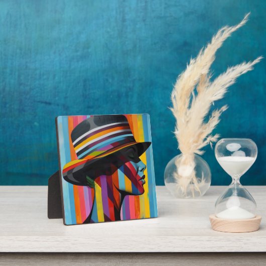 Vrouw in kleurrijk Pet 2 Opvallend silhouet Fotoplaat (Insitu)