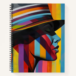 Vrouw in kleurrijk Pet 2 Opvallend silhouet Notitieboek