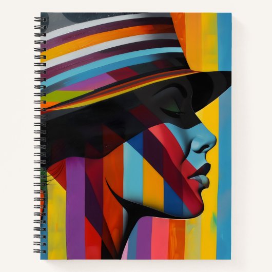 Vrouw in kleurrijk Pet 2 Opvallend silhouet Notitieboek (Voorkant)