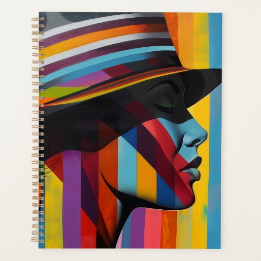 Vrouw in kleurrijk Pet 2 Opvallend silhouet Planner (Voorkant)