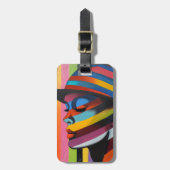 Vrouw in kleurrijk Pet 3 Opvallend silhouet Bagagelabel (Voorkant verticaal)
