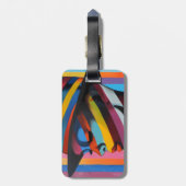 Vrouw in kleurrijk Pet 3 Opvallend silhouet Bagagelabel (Achterkant verticaal)