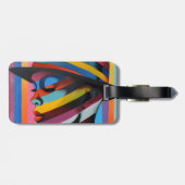 Vrouw in kleurrijk Pet 3 Opvallend silhouet Bagagelabel (Achterkant horizontaal)