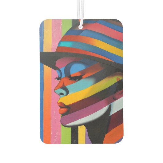 Vrouw in kleurrijk Pet 3 Opvallend silhouet Luchtverfrisser (Achterkant)