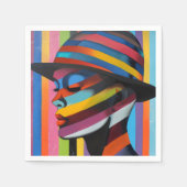 Vrouw in kleurrijk Pet 3 Opvallend silhouet Servet (Voorkant)