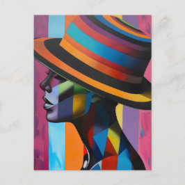 Vrouw in kleurrijk Pet 4 Opvallend silhouet Briefkaart