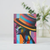 Vrouw in kleurrijk Pet 4 Opvallend silhouet Briefkaart (Staand voorkant)