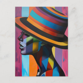 Vrouw in kleurrijk Pet 4 Opvallend silhouet Briefkaart