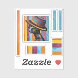 Vrouw in kleurrijk Pet 4 Opvallend silhouet Sticker