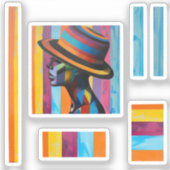 Vrouw in kleurrijk Pet 4 Opvallend silhouet Sticker (Voorkant)