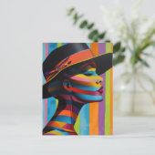 Vrouw in Kleurrijk Pet 5 Opvallend silhouet Briefkaart (Staand voorkant)