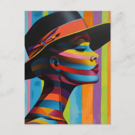 Vrouw in Kleurrijk Pet 5 Opvallend silhouet Briefkaart