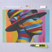 Vrouw in kleurrijk Pet 6 Opvallend silhouet Tissuepapier (Craft)