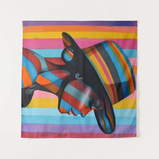 Vrouw in kleurrijk Pet 7 Opvallend silhouet Wandkleed (Voorkant (horizontaal))