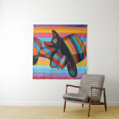 Vrouw in kleurrijk Pet 7 Opvallend silhouet Wandkleed (In Situ (horizontaal))