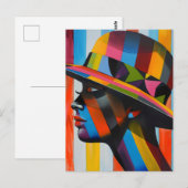 Vrouw in Kleurrijk Pet opvallend silhouet Briefkaart (Voorkant / Achterkant)