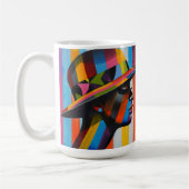 Vrouw in Kleurrijk Pet opvallend silhouet Koffiemok (Links)