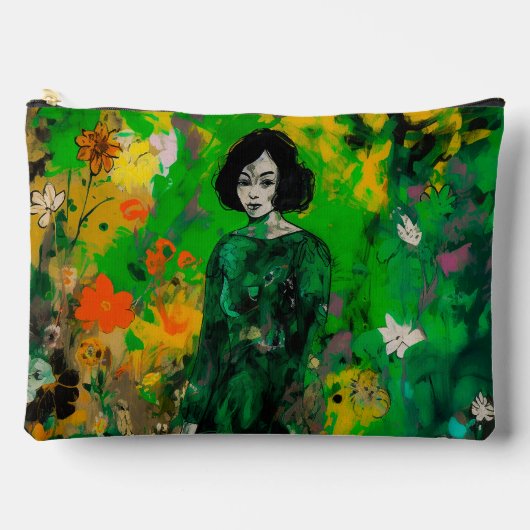 Vrouw in kleurrijk veld etui (Voorkant)
