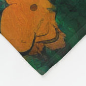 Vrouw in kleurrijk veld fleece deken (Hoek)