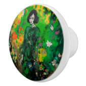 Vrouw in kleurrijk veld keramische knop (Rechts)