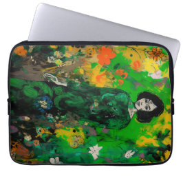 Vrouw in kleurrijk veld laptop sleeve