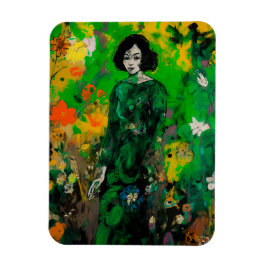 Vrouw in kleurrijk veld magneet