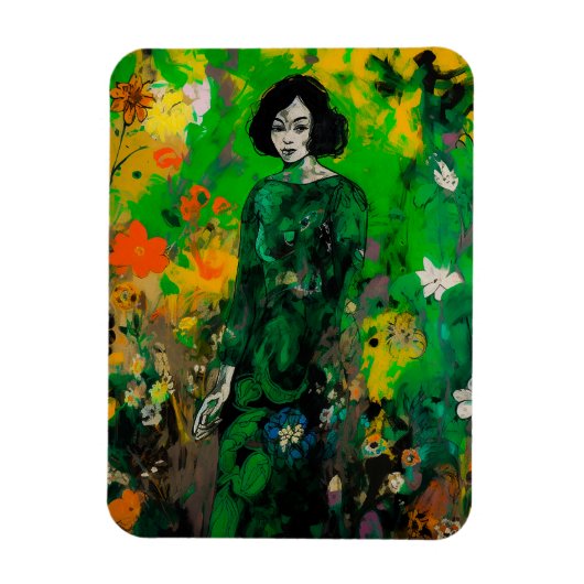 Vrouw in kleurrijk veld magneet (Verticaal)